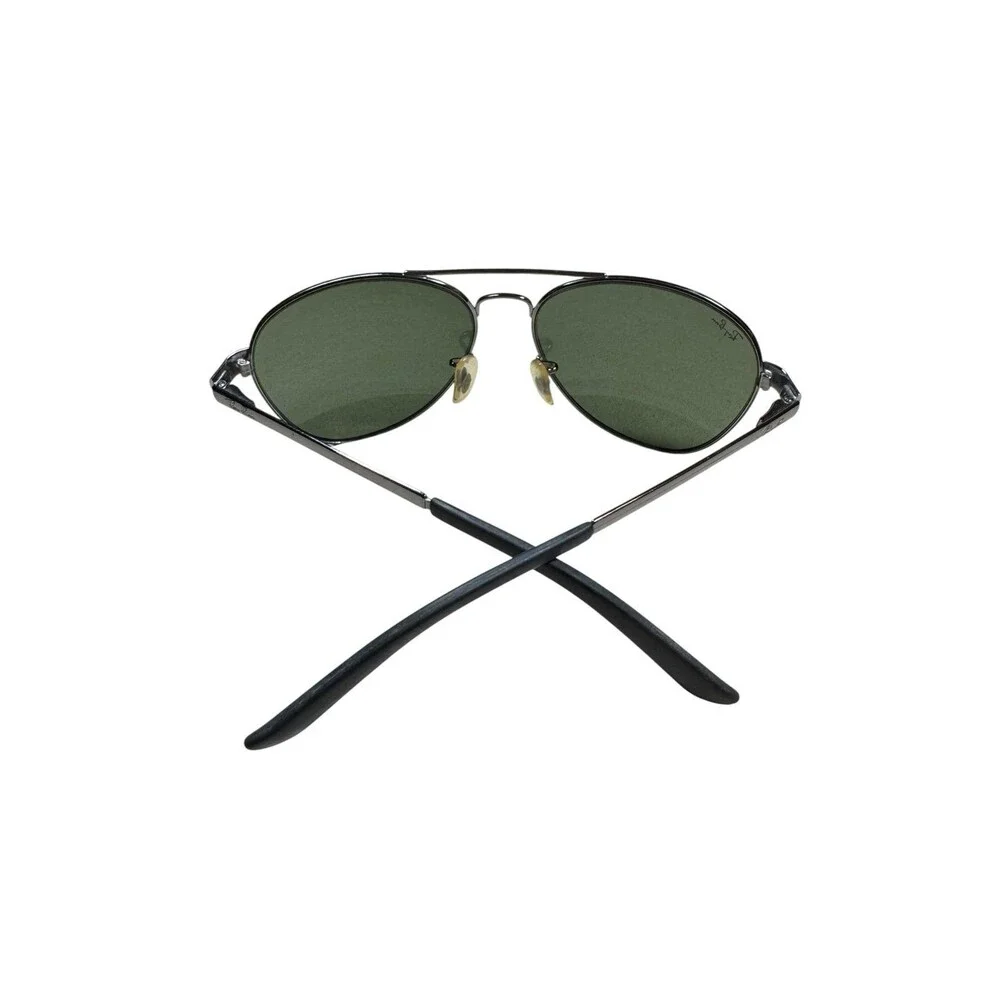 Ray-Ban RB3213 Aviators Sunglasses Green Lenses Gunmetal Silver Frame w/ Case